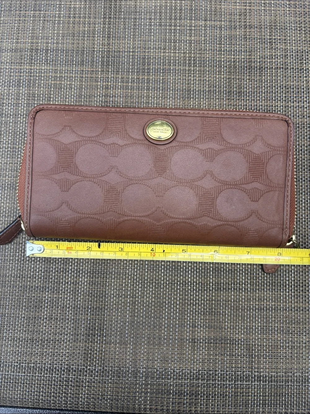Coach Embossed Leather Accordian Zip Wallet